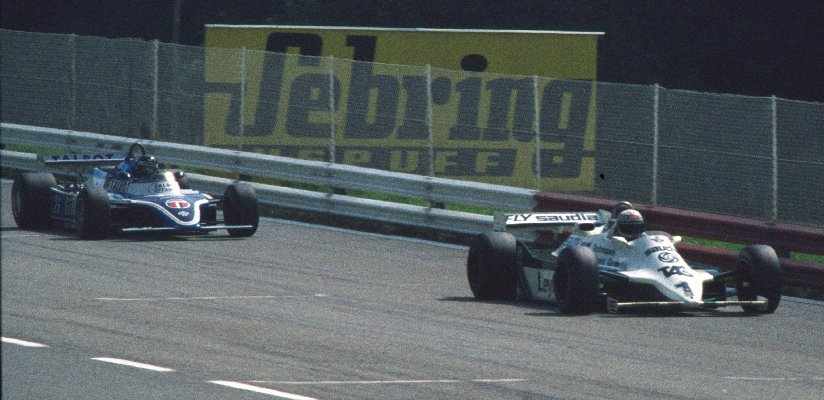 Alan Jones (1, Williams), Jacques Laffite (26, Talbot Ligier JS17)
