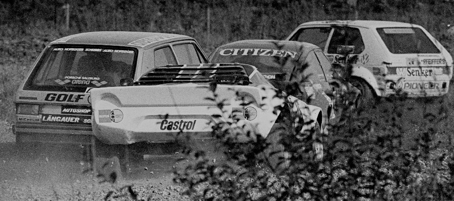 Herbert Breiteneder (3, VW Golf), Georg Wasgott (11, Alfetta), Josef Hofegger (7, VW Golf), Rene Vontsina (15, Lancia Stratos)