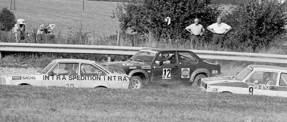 Thomas Kraft (10, Ford Escort), Manfred Kubik (12, BMW 320), Friedrich Hainz (9, VW Golf GTi)