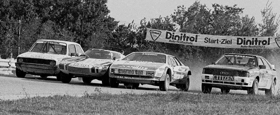 Herbert Breiteneder (4, VW Golf), Andreas Bentza (2, Lancia Stratos), Manfred Parisch (5, Lotus Esprit), Walter Mayer (1, Audi Quattro)