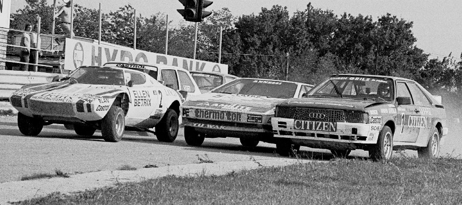 Herbert Breiteneder (4, VW Golf), Andreas Bentza (2, Lancia Stratos), Manfred Parisch (5, Lotus Esprit), Walter Mayer (1, Audi Quattro)