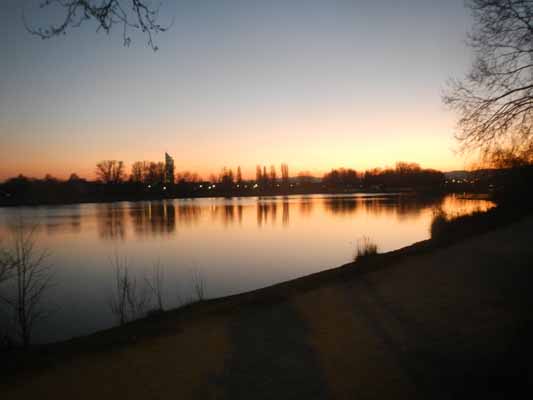 Foto vom 12.März 2014 - Sonnenuntergang bei der Alten Donau