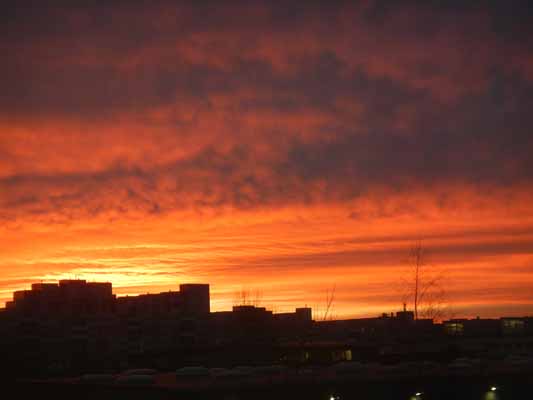 Foto vom 12.Jänner 2015 - Sonnenuntergang über dem Rennbahnweg