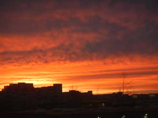 Foto vom 12.Jnner 2015 - Sonnenuntergang ber dem Rennbahnweg