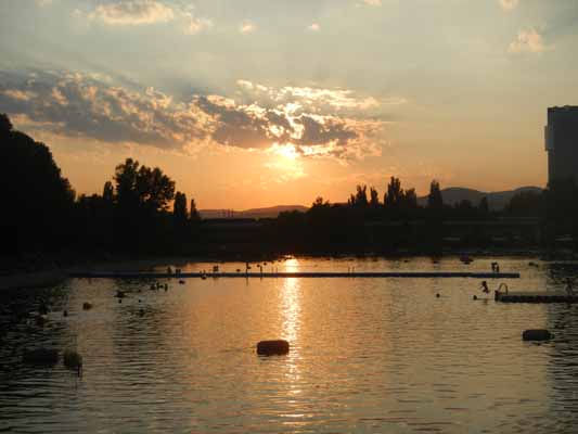 Foto vom 1.September 2015 - Sonnenuntergang an der Alten Donau