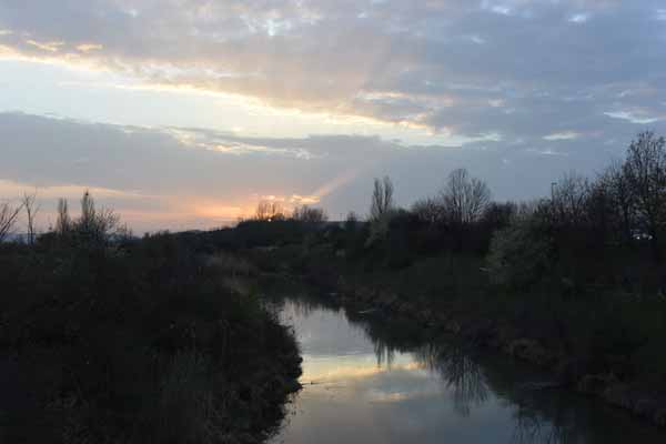 Foto vom 4.April 2016 - Sonnenunergang beim Marchfeldkanal